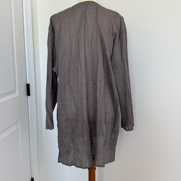 Garnet Hill XL Gauzy Swim Coverup Eyelet Taupe 3/4 Sleeve Boat Summer Resortwear - Picture 5 of 10